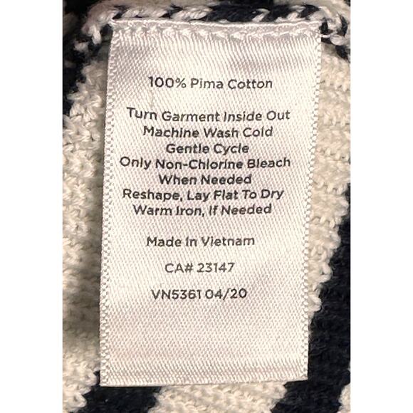 Talbots Cream Navy Nautical Crewneck Breton Stripe Sweater Sz S 100% Pima Cotton - Picture 7 of 15